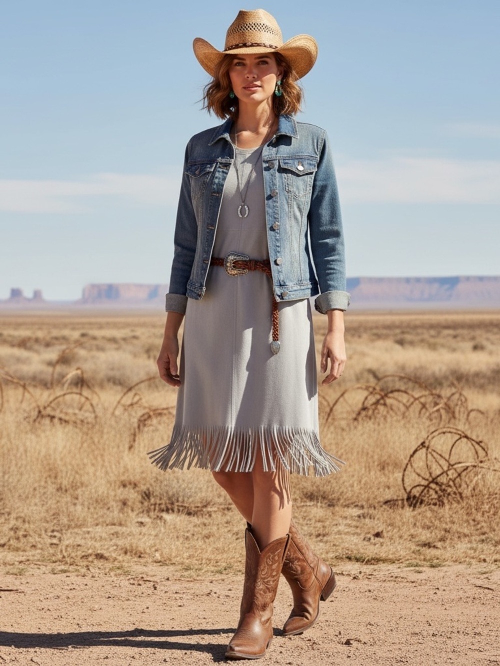 Joh Dove Grey Stretch Faux Suede Dress w Fringe